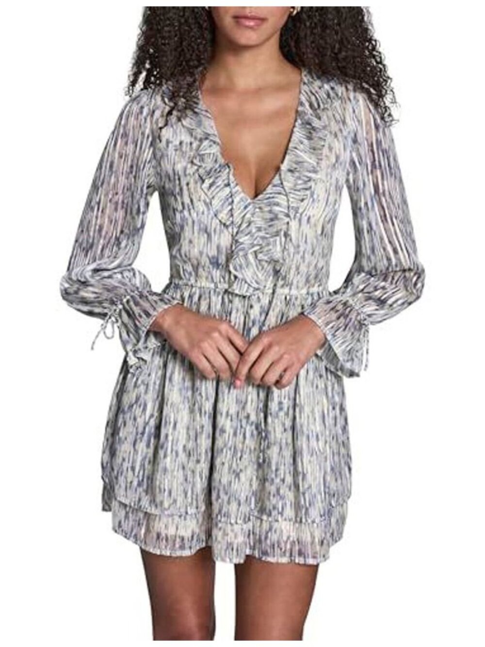 BCBG Long Sleeve V-Neck Chiffon Mini Size 8 - 2051
